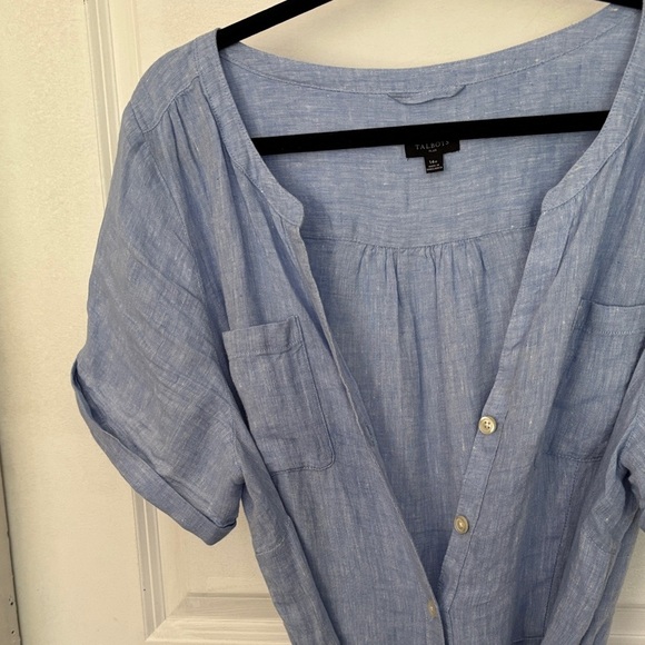 Talbots Blue chambray is Button-Front Dress with Belt - Picture 3 of 4